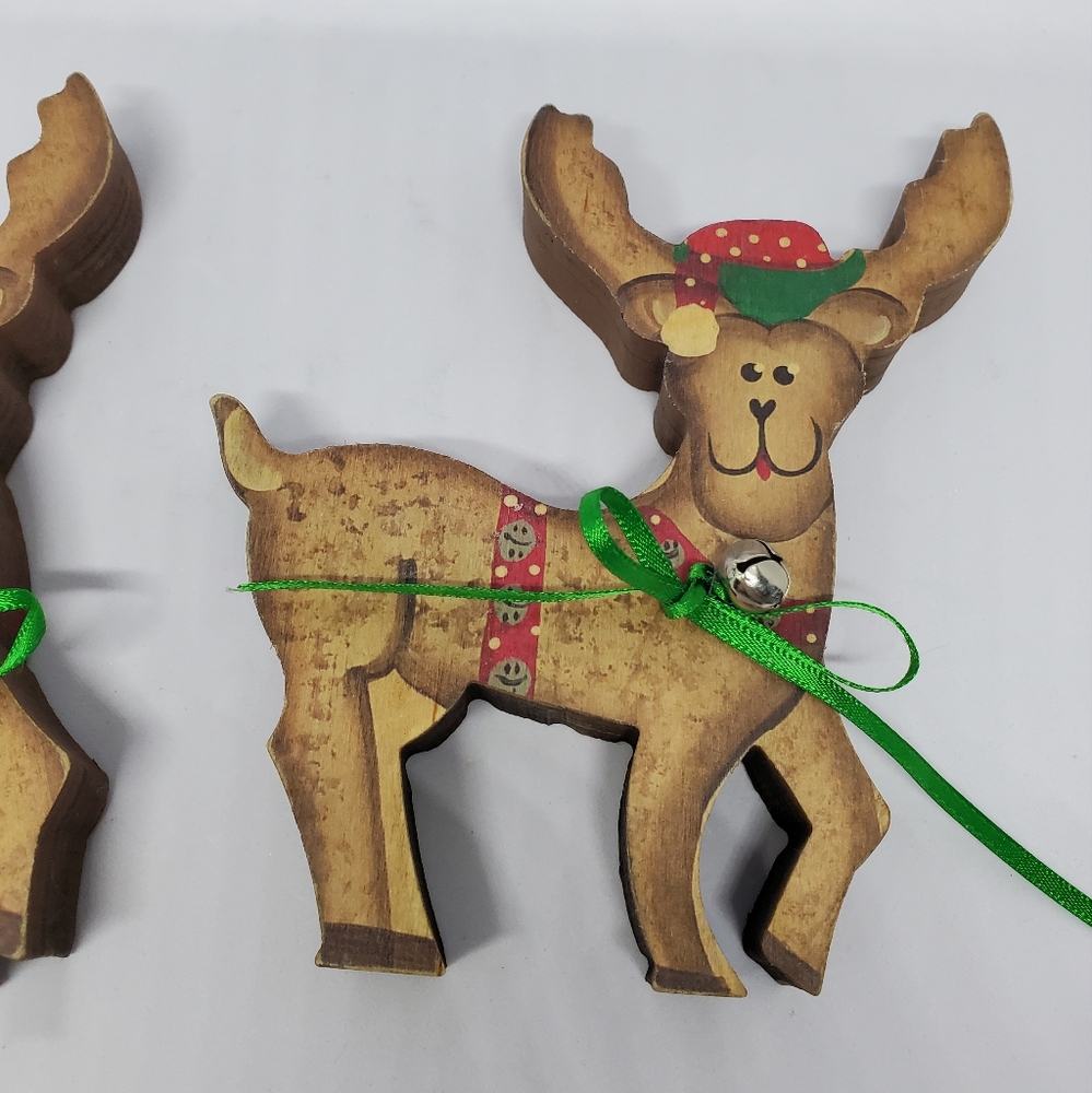 Sheila's Collectibles Vtg Wood Reindeer Figures Primitive Rustic Christmas 5.25" - Picture 12 of 14